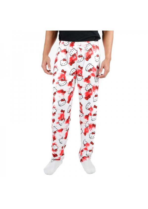 Pantalon Pyjama Blanc et Rouge Par Bioworld - Hello Kitty